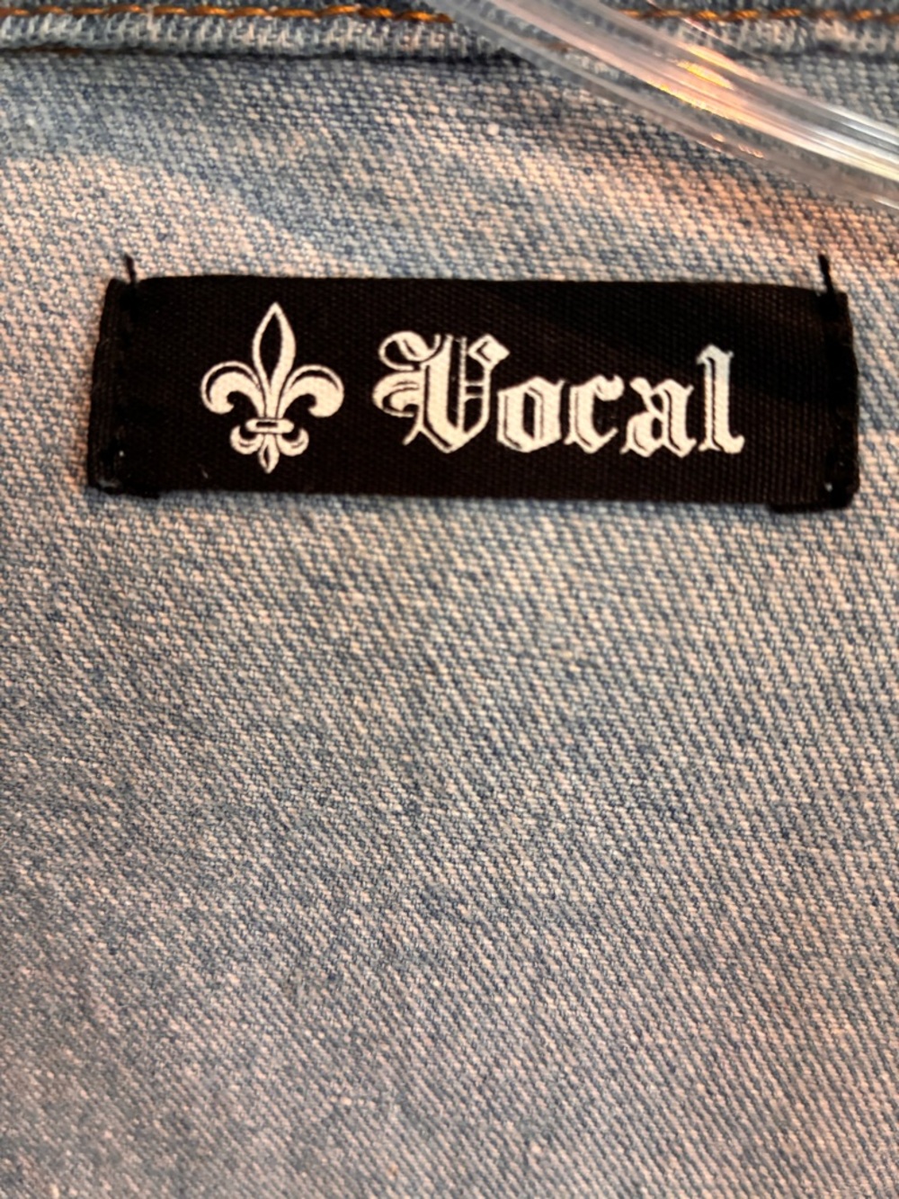 Vocal Light Blue Denim Top with Black Logo Tag - Picture 5 of 8